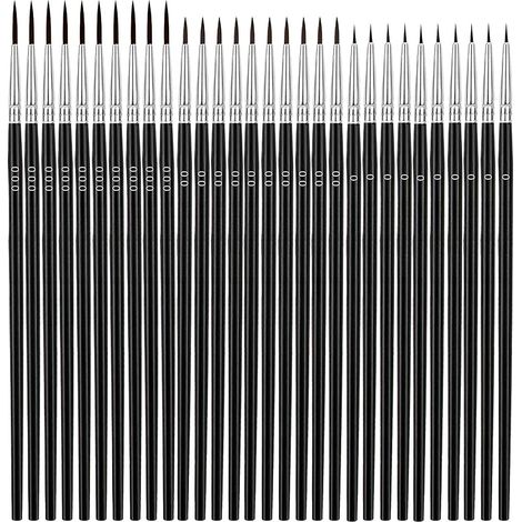 30 Pièces Ensemble de Pinceaux Fins,3 Tailles de Pinceaux Micro Détails,Pinceau de Modélisme pour Acrylique,Huile,Aquarelle,Nail Art (1/5)