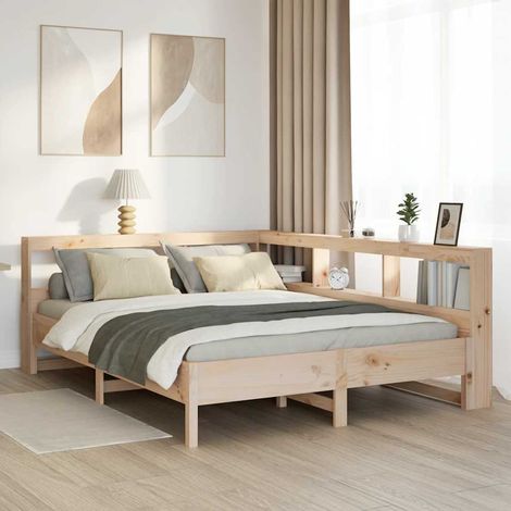 Massivholzbett mit Regal ohne Matratze 150x200 cm Kiefernholz vidaXL (1/5)