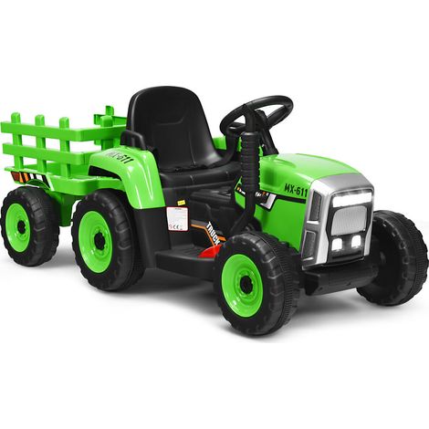 Kids Ride on Tractor and Trailer 12V Electric Toy Car w/Light & Music Detachable (1/5)