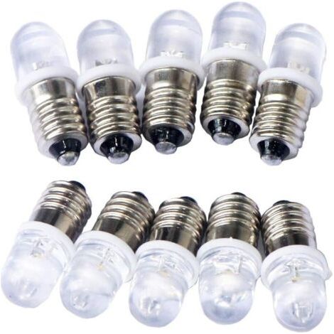10pcs E10 4.5V Spot Ampoule LED Lampes Blanc froid,6000K (1/5)