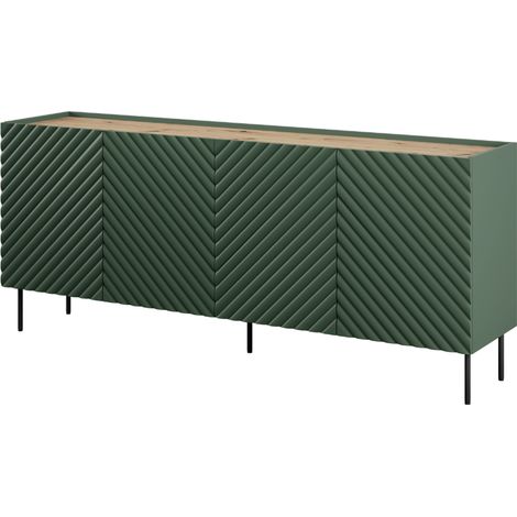 Buffet vert et bois 200cm 4 portes 2 tiroirs Emile (1/5)