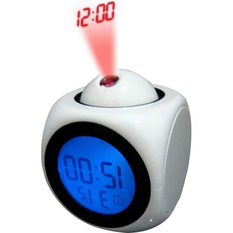 Réveil numérique avec écran LCD multifonctionnel et projection LED (piles non incluses) (1/5)