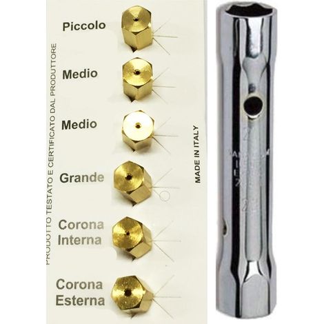 6 UGELLI UNIVERSALI A GAS METANO CUCINE GAS + CHIAVE A TUBO 6 / 7 2 MEDI (1/2)