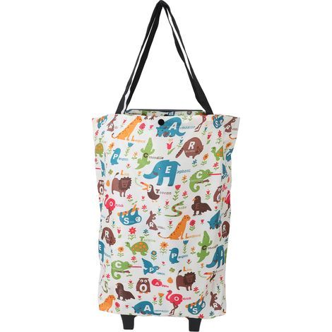 Folding shopping trolley with wheels, 360-degree swivel, made of Oxford fabric, elephant (1/5)