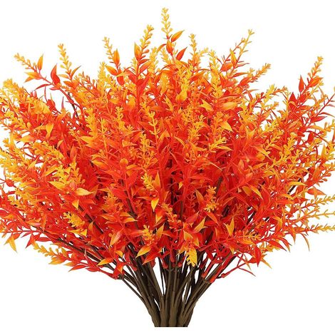 Bouquet de lavande artificiel aux couleurs d'automne (lot de 20) - Plantes artificielles floquées en plastique + Bouquet de mariée pour l'intérieur e (1/3)