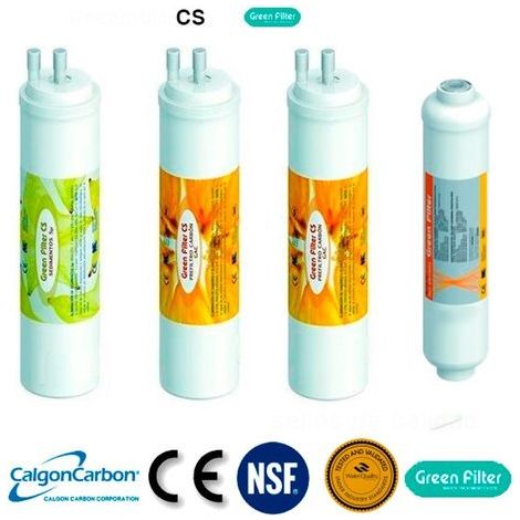 Kit 4 filtros recambio osmosis inversa green filter tipo CS pos filtro rosca 1/4"