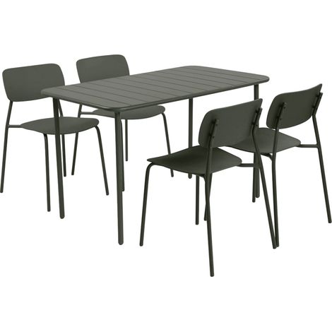 sweeek - Gartentisch aus Stahl + 4 Stühle