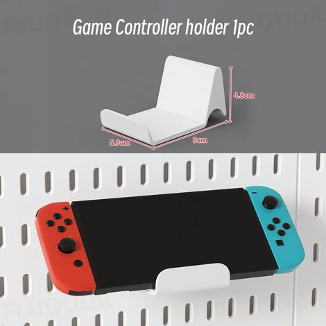(Support manette W) Organisateur mural sans perçage pour panneau perforé, étagères de rangement modulaires avec crochets et accessoires, salle de jeux, cuisine, bureau (1/5)