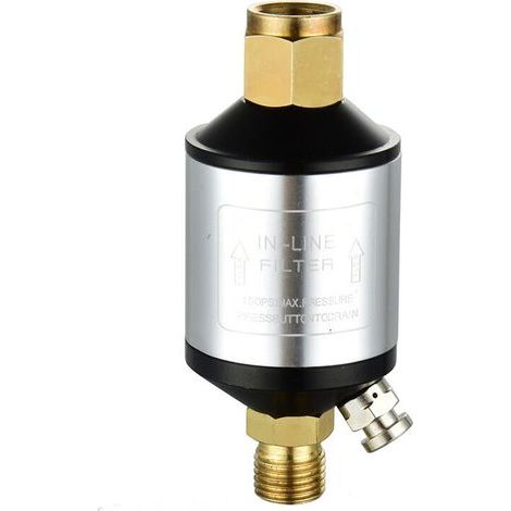Filtre de compresseur d'air d'entrée et de sortie 1/4 "NPT Séparateur d'eau Sécheur de compresseur d'air avec vanne de vidange pour outils pneumatiques Coupeurs de plasma Lignes d'air (1/5)