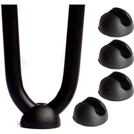 Lot de 4 pieds de protection pour pieds en épingle à cheveux en silicone pour chaise ou meubles - Noir (1/5)
