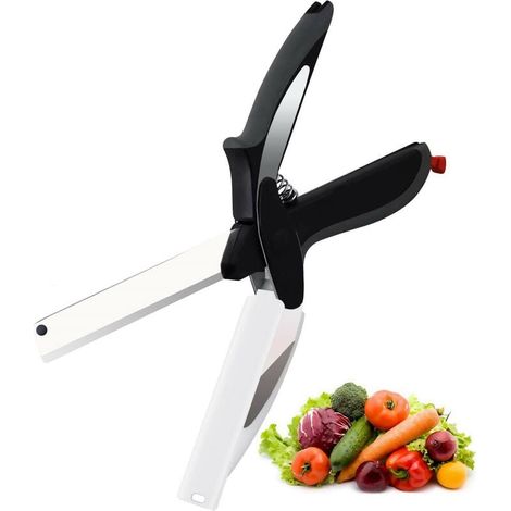 Couteau de cuisine intelligent multifonctionnel avec planche à découper - Ciseaux de cuisine 2 en 1 (1/5)