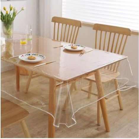 Nappe Transparente Lavable,, Film de Protection pour Table, Nappe PVC Transparente Rectangulaire (140220cm), pour une Protection Imperméable et Résistante à l’huile des Tables et des Meubles (1/4)