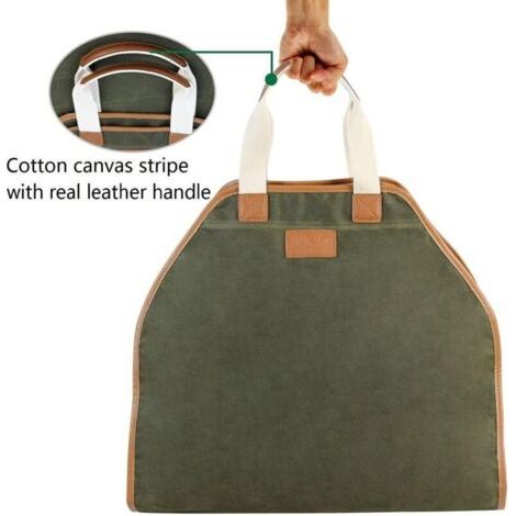 Sac à bûches épais et imperméable, accessoire de cheminée extra-large, avec poignée, idéal pour le camping. (1/3)
