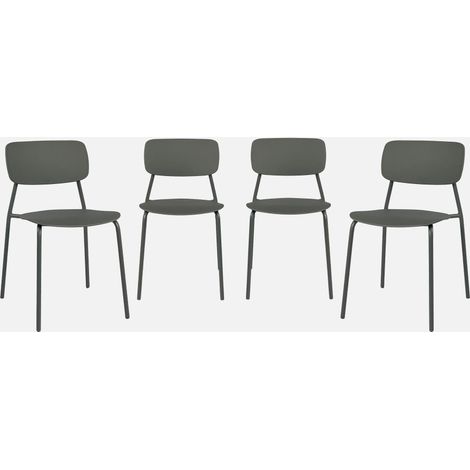 Set 4 sedie da giardino impilabili in acciaio e plastica