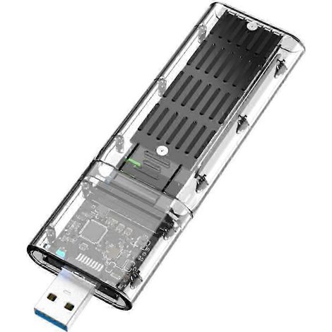 Boîtier externe M.2 NGFF SATA pour SSD, USB 3.0 Gen1 5 Gb/s, transparent, compatible PC. WHBYV (1/4)