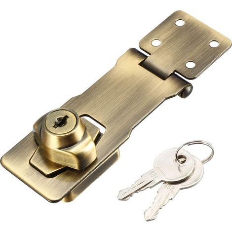 Moraillon à clé 140 mm, bouton rotatif, verrouillable pour porte d'armoire, clés identiques, ton bronze (1/5)