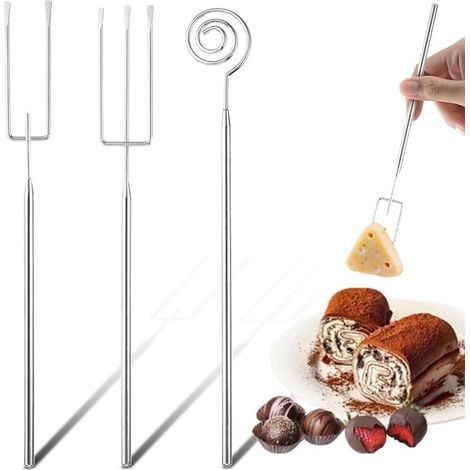 Juego de 3 piezas,Tenedores para chocolate,Juego para bañar en chocolate,Tenedores de praliné de acero inoxidable,Utensilios para chocolate (1/5)