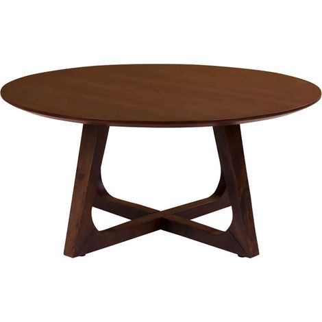 LYNGBY - Table Basse Ronde Ø75cm MDF Placage Noyer (1/3)