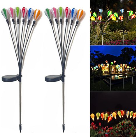 décoration de cour extérieure led ballon à air chaud solaire lampe pelouse guirlande lumineuse jardin lumière chaude 6 têtes 2 pièces (1/5)