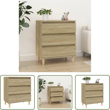 The Living Store Buffet Chêne sonoma 60x35x70 cm Bois d'ingénierie - Buffet - Armoire - Meuble De Rangement - Commode - Mobilier (1/5)