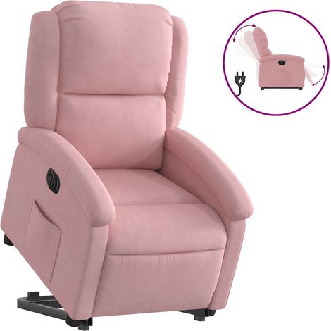 Poltrona Alzapersona Reclinabile Elettrica Rosa in Velluto vidaXL (1/5)