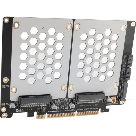 Carte adaptateur double SSD PCIe U.2 x8 SFF8639 PCIe 4.0 compatible avec les disques durs NVMe U.2 2,5 pouces (1/5)
