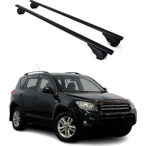 OMAC Barres de toit pour Toyota RAV4 III 2006-2012 – TÜV / DIN 75302:2019 – Antivol inclus – Charge max 75 kg – 2 barres Noir (1/4)