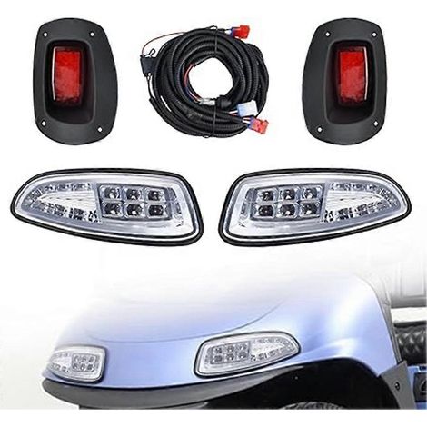 Kit d'éclairage avant et arrière à LED pour voiturettes de golf EZGO RXV (modèles 08-15, essence ou électrique) - Remplace le kit d'éclairage avant et arrière 12 V (1/5)