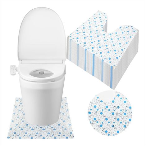 Paquete de 10 fundas desechables para asientos de inodoro, con forma de U, impermeables y antideslizantes, que protegen los suelos de las manchas de orina. (1/4)