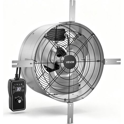 Évacuation Chaleur et Humidité Ventilateur d'Extraction Mural Grenier Thermostat Réglable Débit 2208 m³/h (1/5)