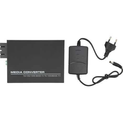 Convertisseur de média fibre optique Gigabit Ethernet 1000Base-T vers fibre SC monomode, 10/100/1000 Mbps, alimentation 100-240V avec prise UE, pour réseau domestique.