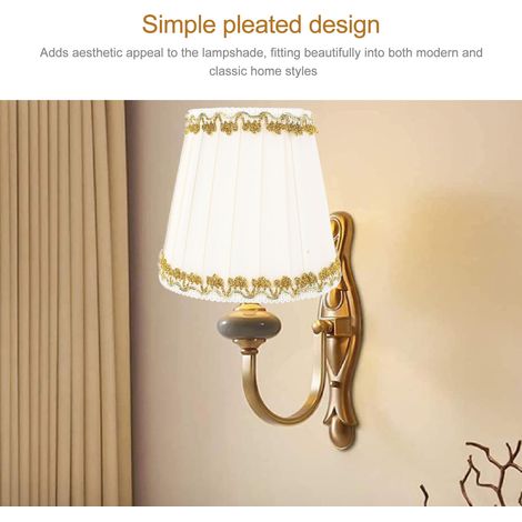 6 abat-jour en tissu plissé avec clip pour lampe de table et murale – Lot de pièces de remplacement décoratives pour ambiance douce (1/5)