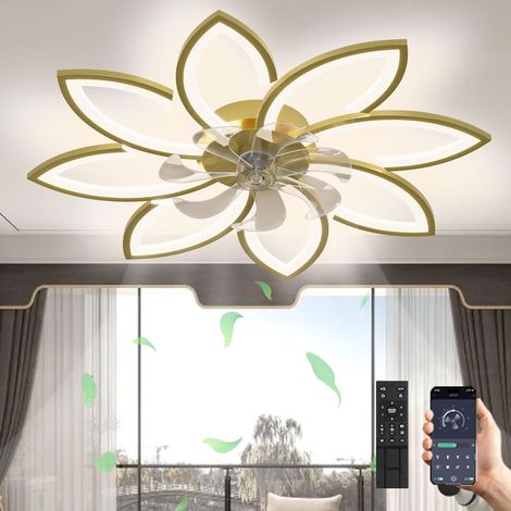 Ventilateur de plafond LED avec éclairage, 90 W à intensité variable (3000 K-6000 K) avec ventilateur, ventilateur de plafond silencieux réversible avec lumière pour salon, chambre à coucher, salle à (1/5)