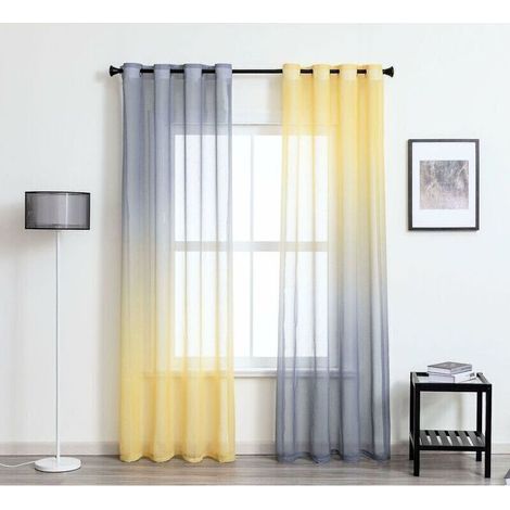 Rideaux en tulle à œillets pour salon et chambre – Voilages modernes dégradés, deux tons, transparence douce et élégance intemporelle (1/5)