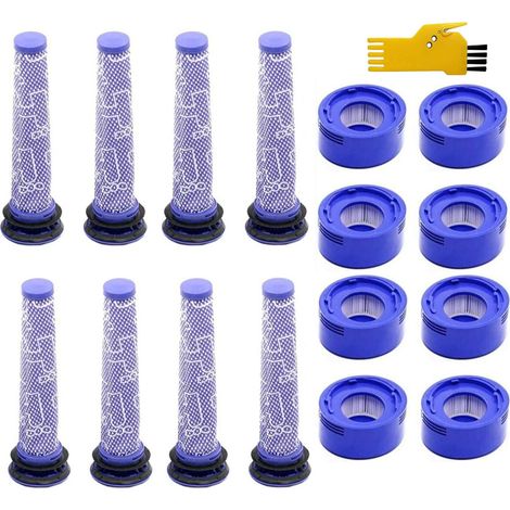 Zubehörset 8 Vorfilter und 8 Nachfilter für Dyson V8 Absolute V7 Motorhead V7 Animal V8 MOTORHEAD V8 Absolute + V7 Absolute Akku-Staubsauger Ersatzteile (1/4)
