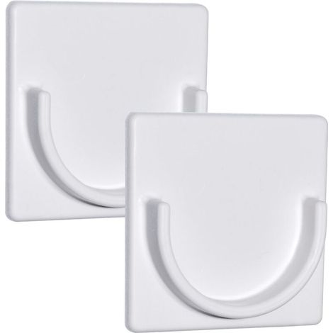 Support adhésif pour tringle de rideau de douche Fixation sans perçage Adhésif Blanc Tringle de rideau de douche non incluse (1/5)