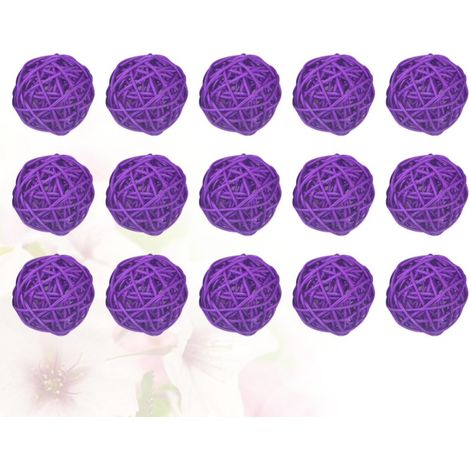 boules violettes en rotin synthétique 5 cm décorations (1/5)