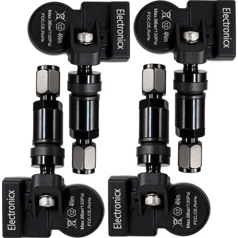4x dekktrykkssensorer TPMS sensorer metallventil svart for Ford Fiesta 2020-2026