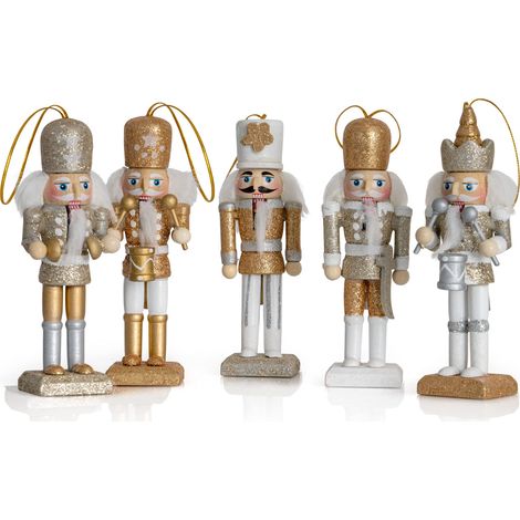 Casse-noix croix - Décoration de Noël - Bois naturel - 12,7 cm - Lot de 5