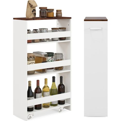 COSTWAY 4-Tier Slim Storage Cart Narrow Mobile Serving Cart w/ Open Shelves