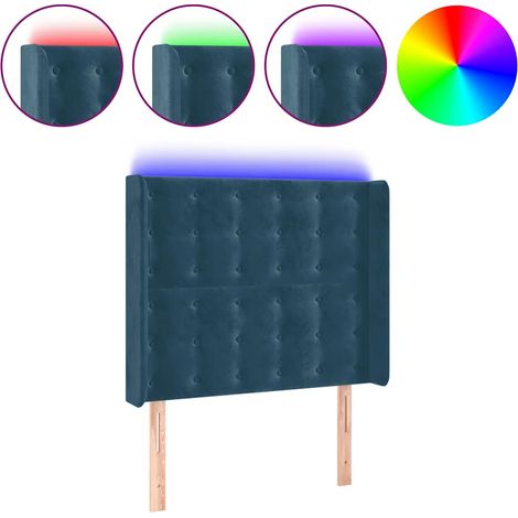 Testiera Testata del letto a LED Blu Scuro 93x16x118/128 cm in Velluto (1/5)