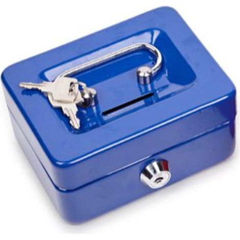 Caja para monedas con cerradura y ranura, pequeña caja para monedas con compartimento para monedas, hucha metálica, caja fuerte, 12,4 x 9,4 x 6,1 cm (1/4)