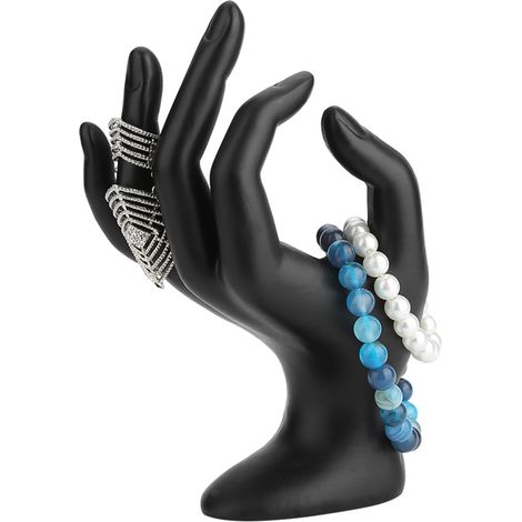 Présentoir à bijoux en résine avec motif OK noir (baguettes, boucles d'oreilles, bracelets) (1/5)
