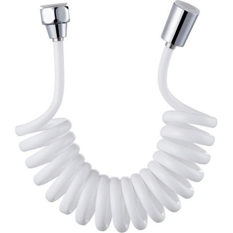 Hose De Douche Spiralé Rétractable - 43 cm à 2,5 m - Raccord Universel 1/2 Pouces - Pour Pompe À Bidet Robinet De Lavabo Douche À Main (1/5)