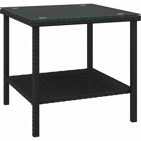 Maison Exclusive - Beistelltisch Schwarz 45x45x45 cm Poly Rattan (1/5)