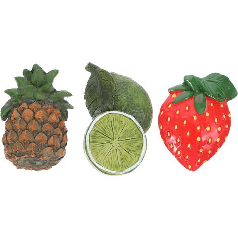 Pack de 3 adorables aimants pour réfrigérateur ananas, orange et fraise, autocollants décoratifs amusants et charmants (1/5)