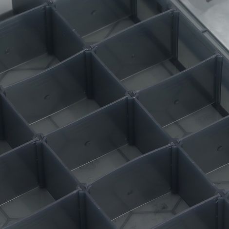 Coffret de rangement transparent 18 compartiments avec séparateurs amovibles en plastique, boîte de stockage pour quincaillerie et bijoux grande taille (1/5)
