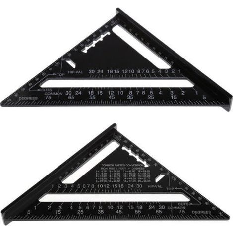 Equerre Menuisier Multifonctions 18cm et 30cm, Triangle Métal Aluminium Règle Équerre Trusquin Guide Raporteur Angle 45 90 Degres/Outillage Charpentier/Outil Traçage Guidage Menuiserie Bois (1/4)