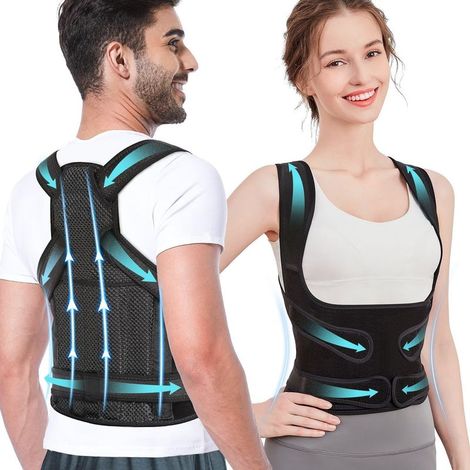Correcteur de posture dorsal pour hommes et femmes, corrige la cyphose, soutien dorsal ajustable, soulage les douleurs dorsales, taille S (1/5)