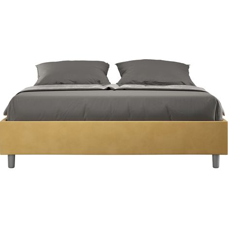 Letto contenitore da 160x190 in microfibra ocra Azelia (1/5)